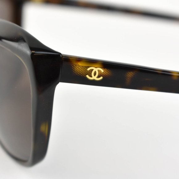 CHANEL: Tortoise Brown CC Polarized Sunglasses mh - Picture 3 of 9